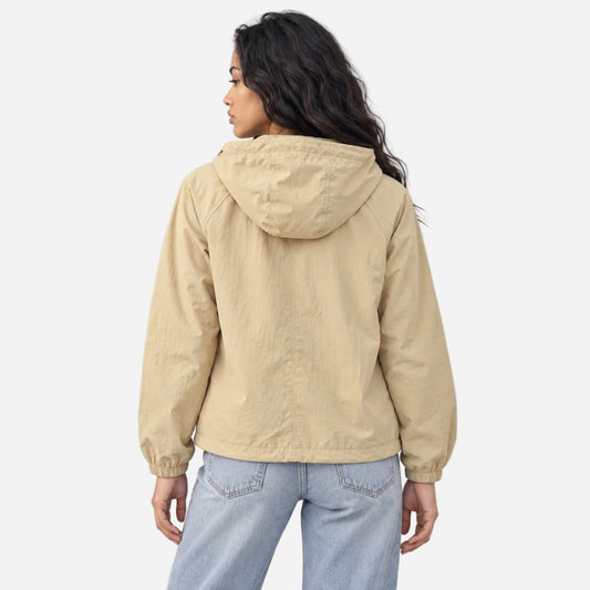 Women's Hooded Zip Front Windbreaker Jacket-Fowsa