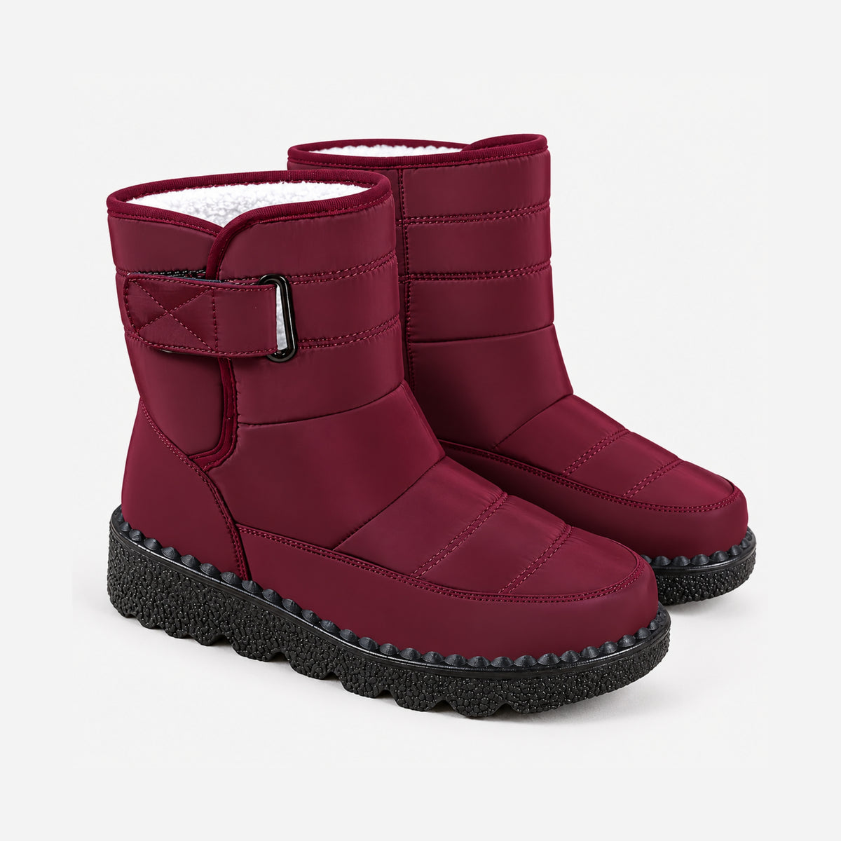 Women's Padded Buckle-Strap Winter Boots- Fowsa