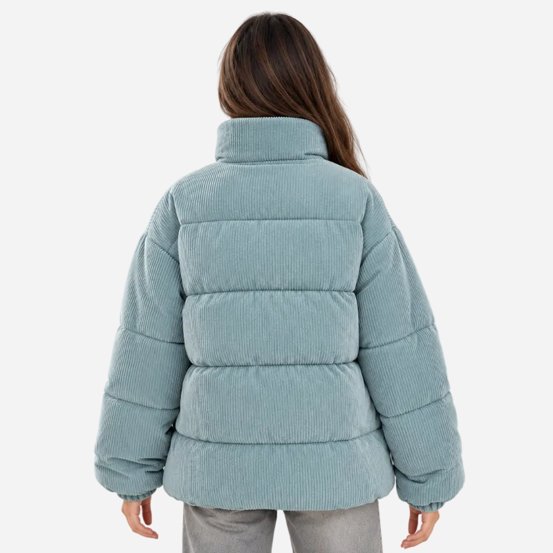 Women's Ribbed Quilted Puffer Jacket-Fowsa