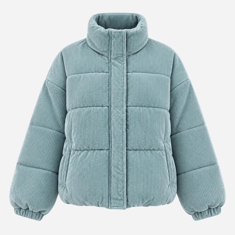 Women's Ribbed Quilted Puffer Jacket-Fowsa