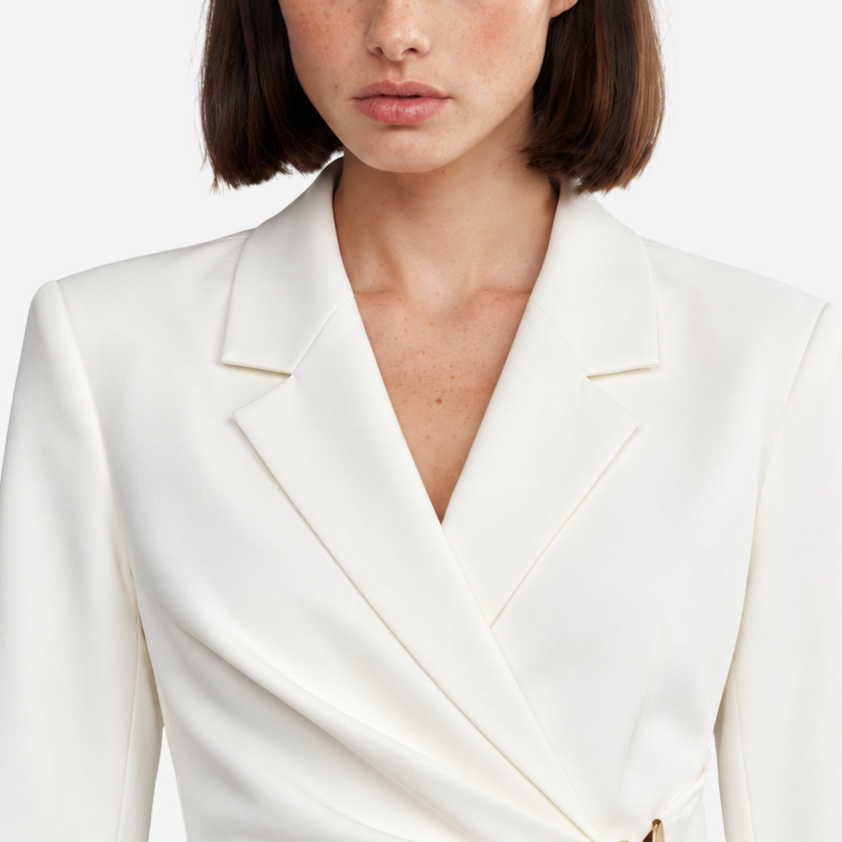 Women’s Asymmetric Buckle-Waist Wrap Blazer-Fowsa