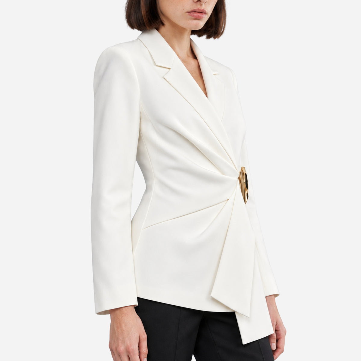 Women’s Asymmetric Buckle-Waist Wrap Blazer-Fowsa