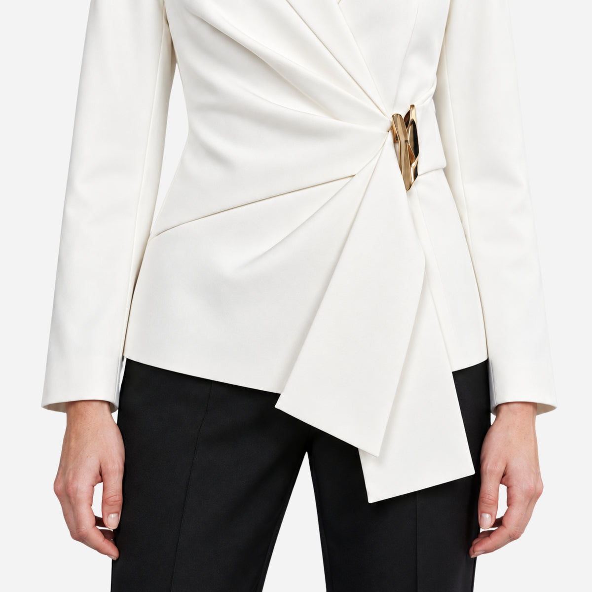 Women’s Asymmetric Buckle-Waist Wrap Blazer-Fowsa
