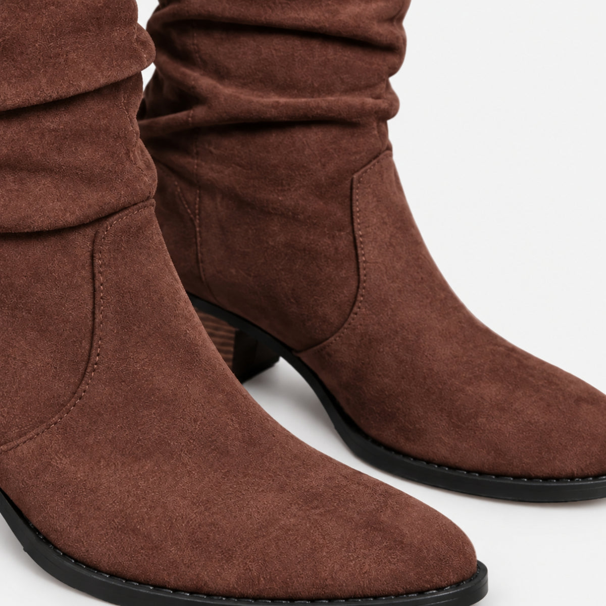 Women's Brown Slouchy Cowboy Boots-Fowsa