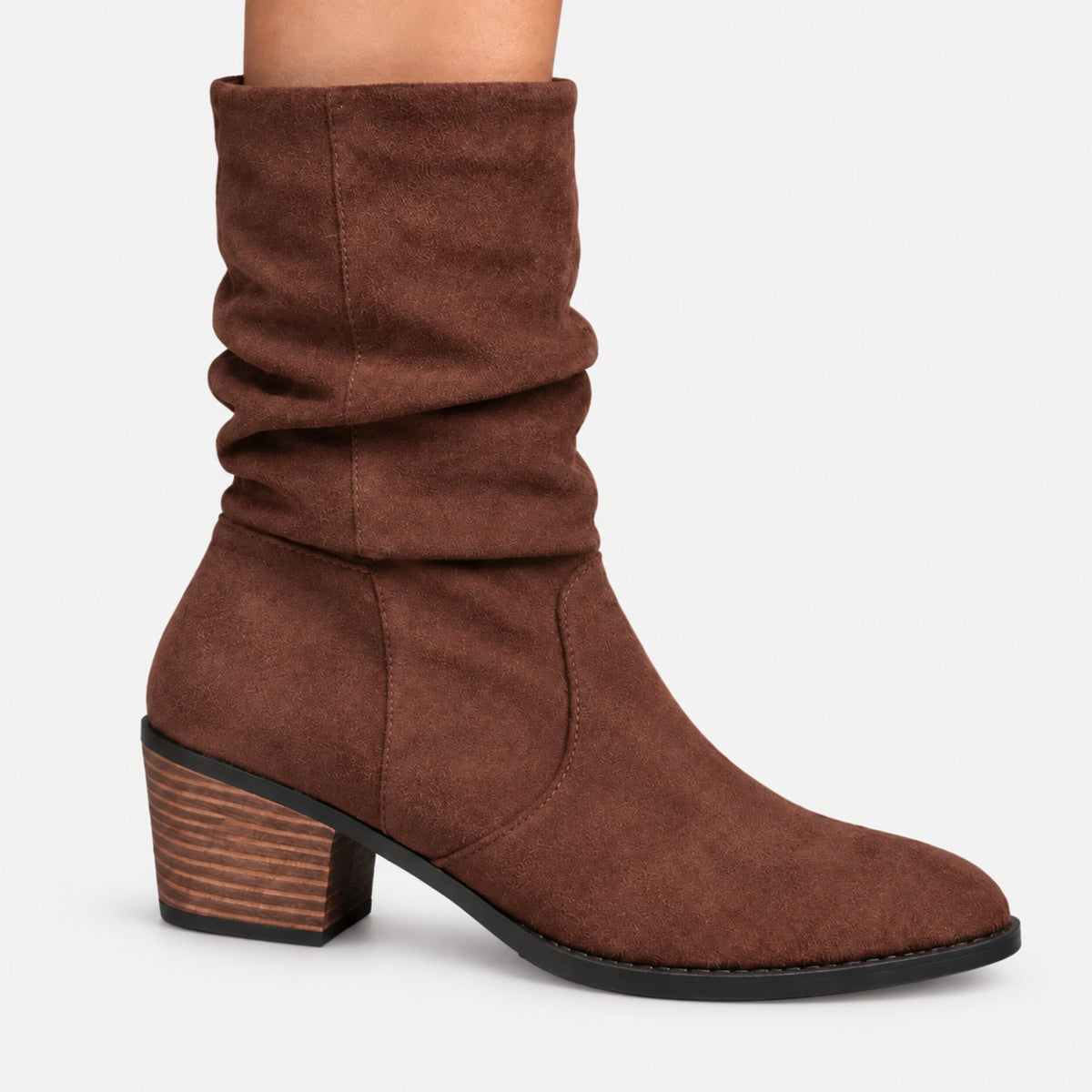 Women's Brown Slouchy Cowboy Boots-Fowsa
