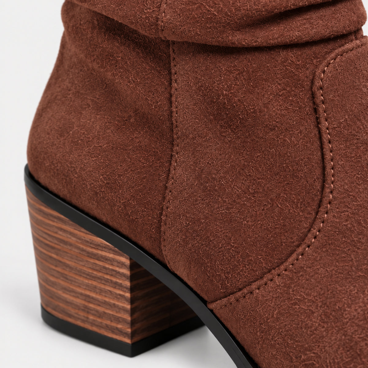 Women's Brown Slouchy Cowboy Boots-Fowsa