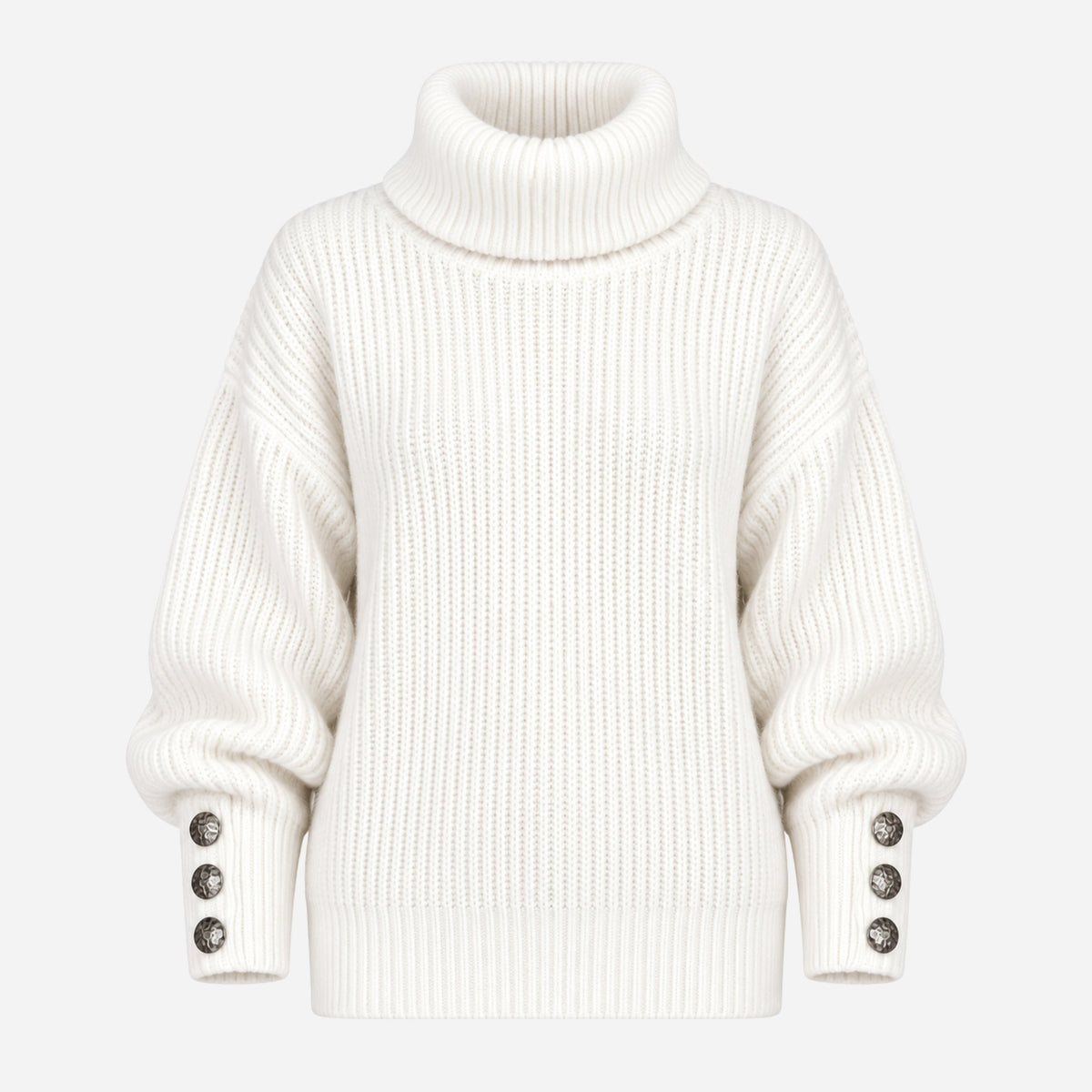 Women’s Button-Cuff Turtleneck Jumper-Fowsa