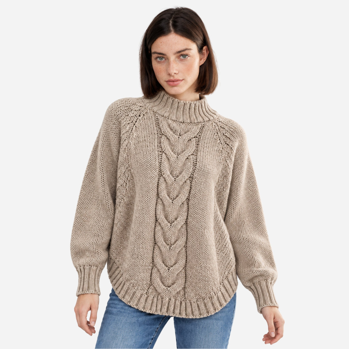 Women's Cable-Knit Flared-Hem Jumper-Fowsa