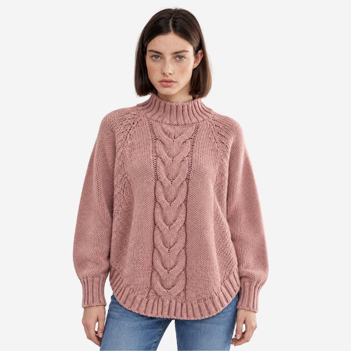 Women's Cable-Knit Flared-Hem Jumper-Fowsa