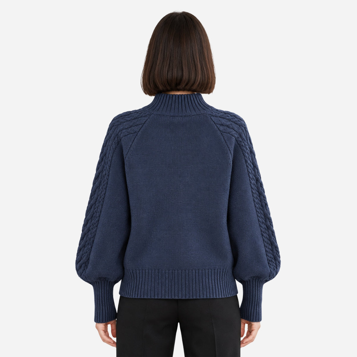 Women’s Cable-Knit High-Neck Jumper-Fowsa