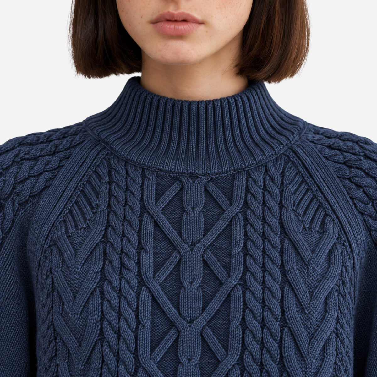 Women’s Cable-Knit High-Neck Jumper-Fowsa