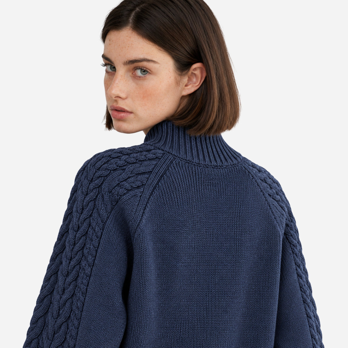 Women’s Cable-Knit High-Neck Jumper-Fowsa