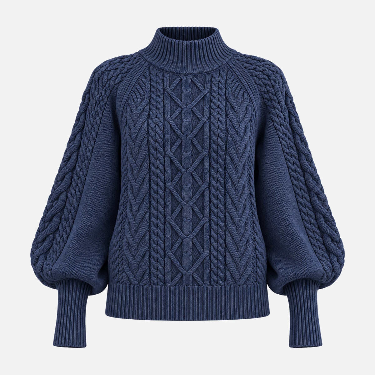 Women’s Cable-Knit High-Neck Jumper-Fowsa