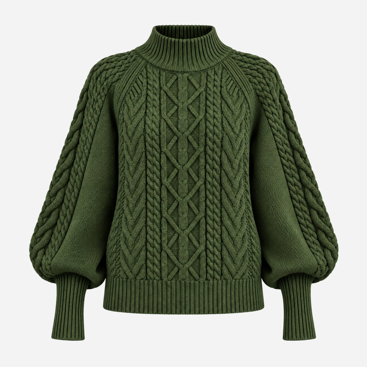 Women’s Cable-Knit High-Neck Jumper-Fowsa