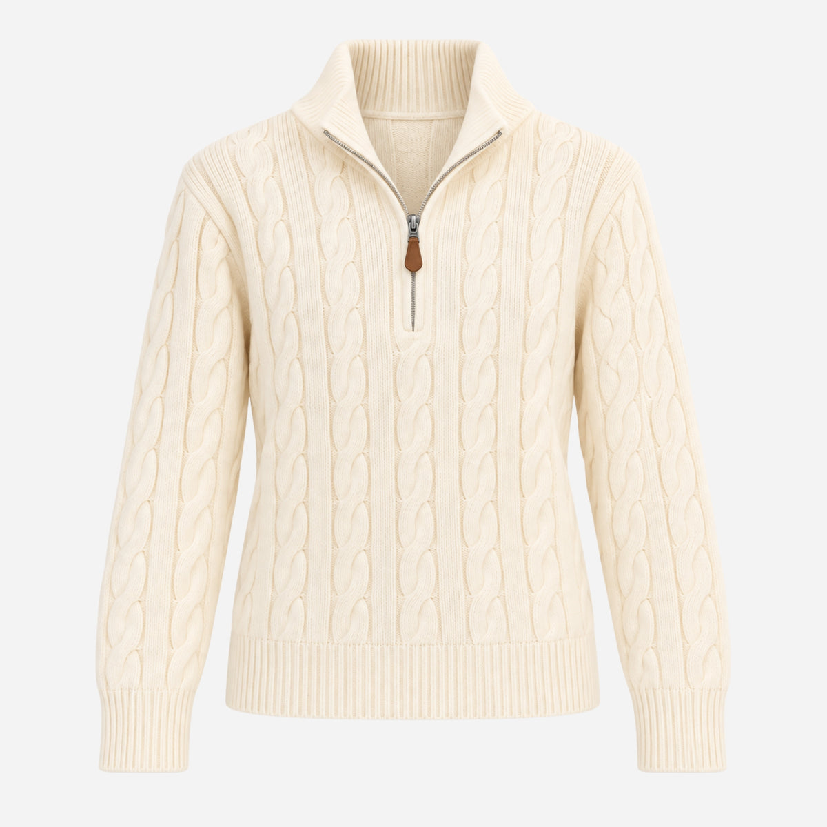 Women’s Cable-Knit Quarter-Zip High-Neck Jumper-Fowsa