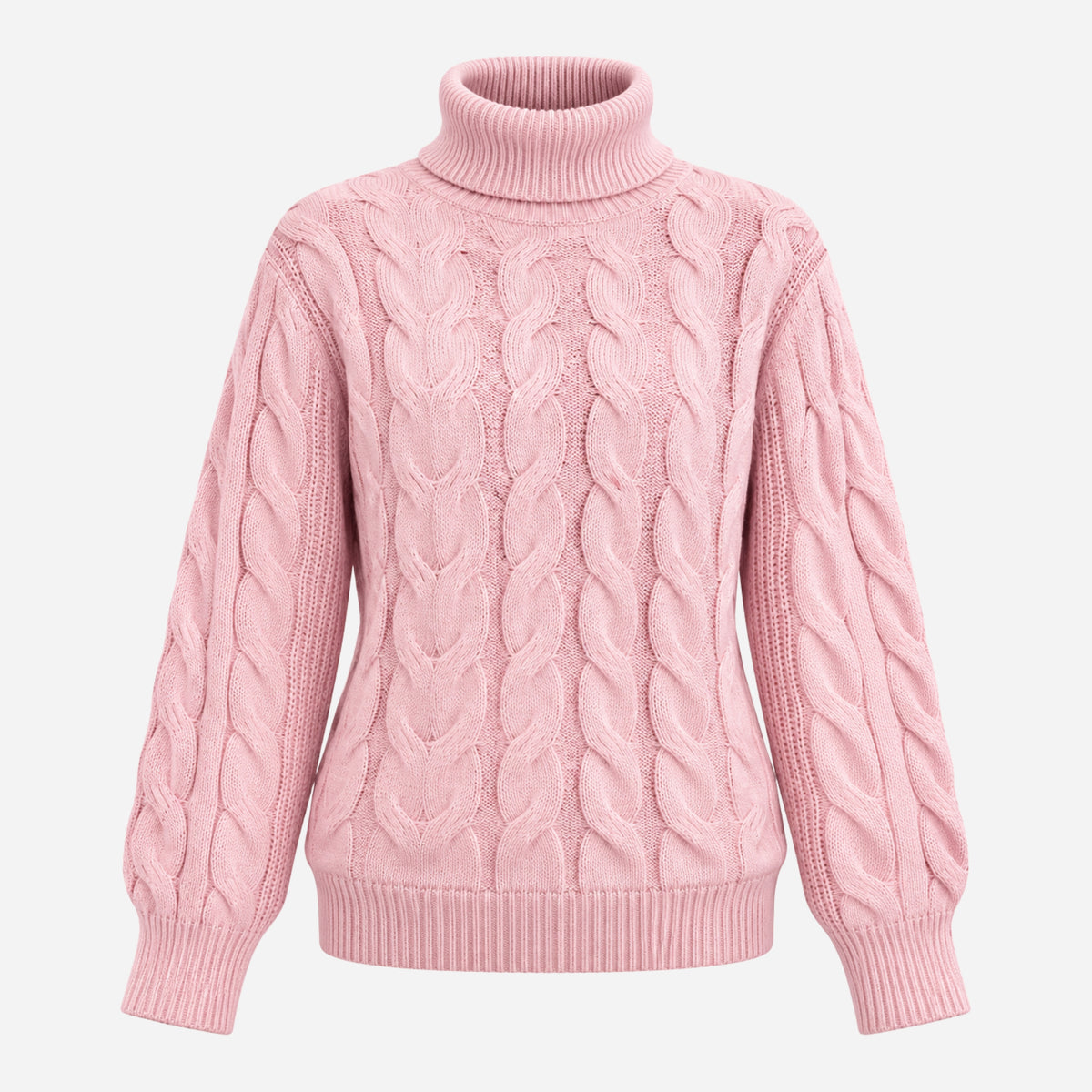 Women’s Cable-Knit Roll-Neck Jumper-Fowsa