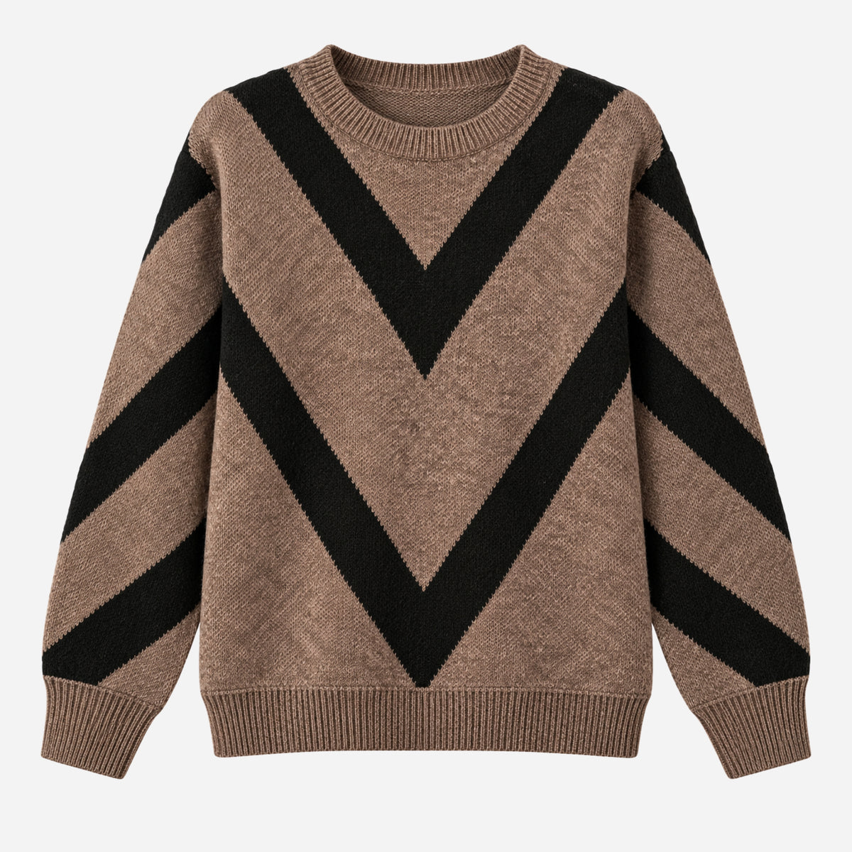 Women’s Chevron Pattern Crew Neck Jumper-Fowsa