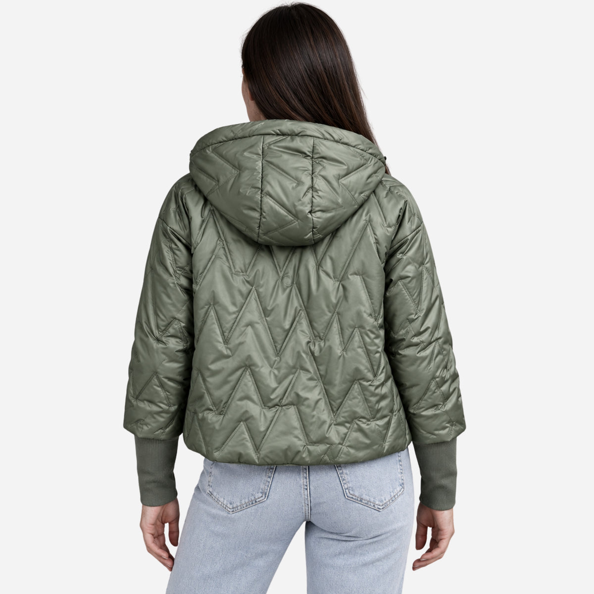 Women’s Chevron-Quilted Hooded Padded Jacket-Fowsa
