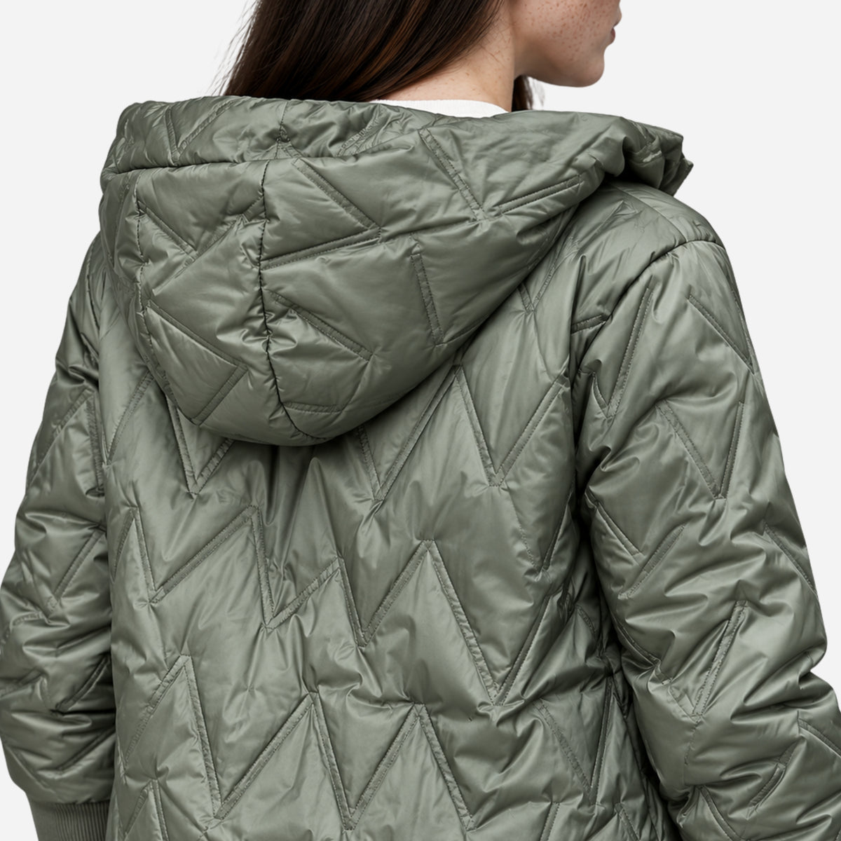 Women’s Chevron-Quilted Hooded Padded Jacket-Fowsa