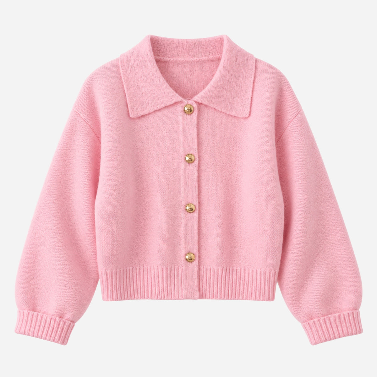 Women’s Collared Button-Front Cropped Cardigan Jumper-Fowsa
