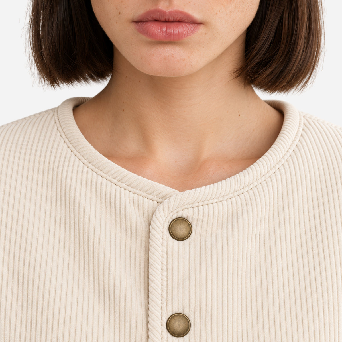 Women’s Collarless Corduroy Padded Jacket-Fowsa