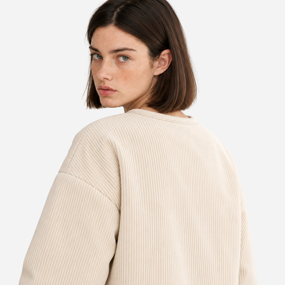 Women’s Collarless Corduroy Padded Jacket-Fowsa