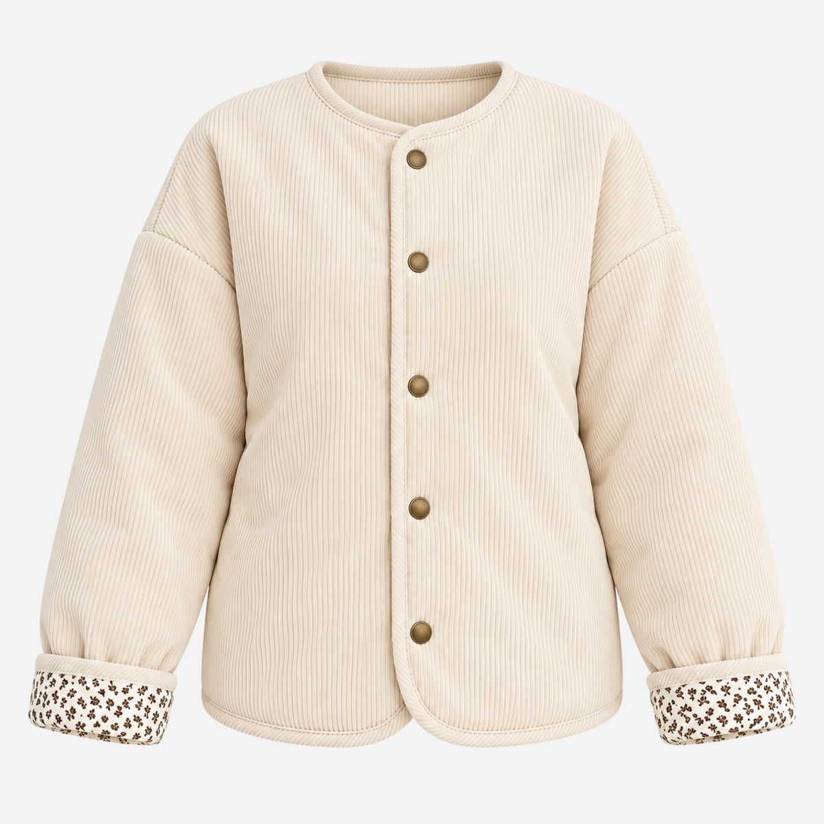 Women’s Collarless Corduroy Padded Jacket-Fowsa