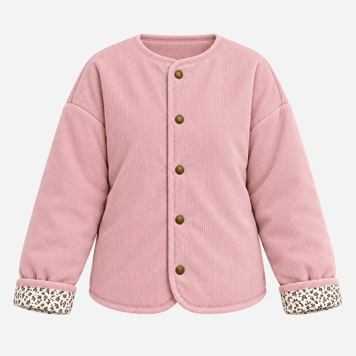 Women’s Collarless Corduroy Padded Jacket-Fowsa