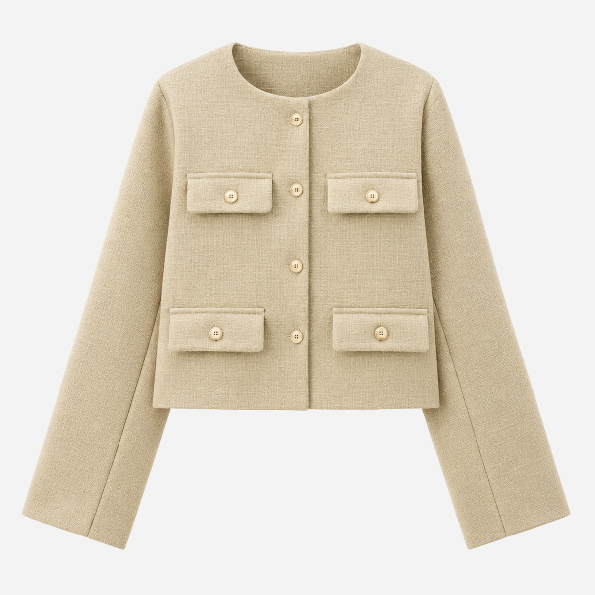 Women’s Collarless Multi-Pocket Short Blazer-Fowsa