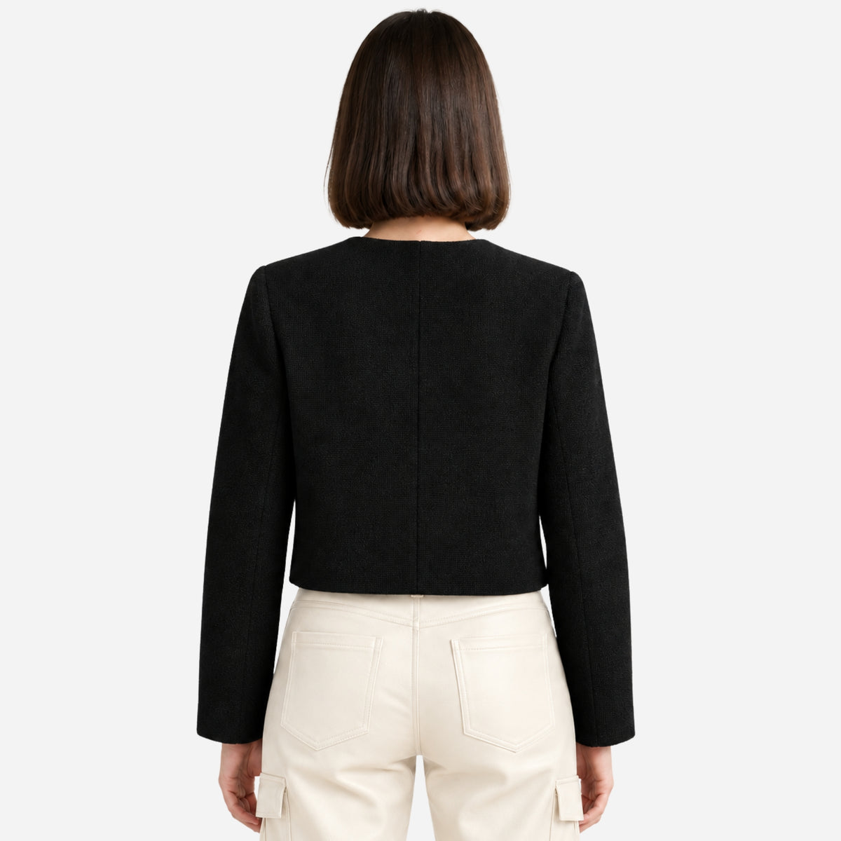 Women’s Collarless Multi-Pocket Short Blazer-Fowsa