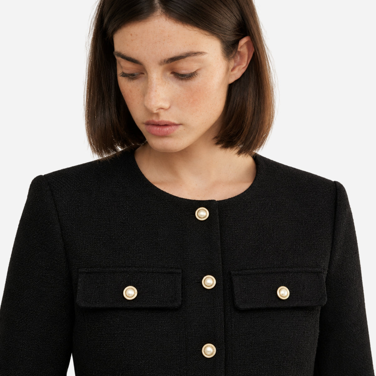 Women’s Collarless Multi-Pocket Short Blazer-Fowsa