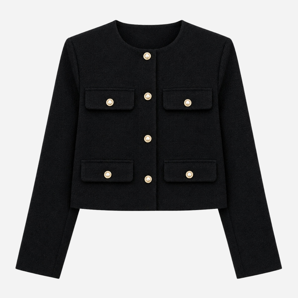 Women’s Collarless Multi-Pocket Short Blazer-Fowsa