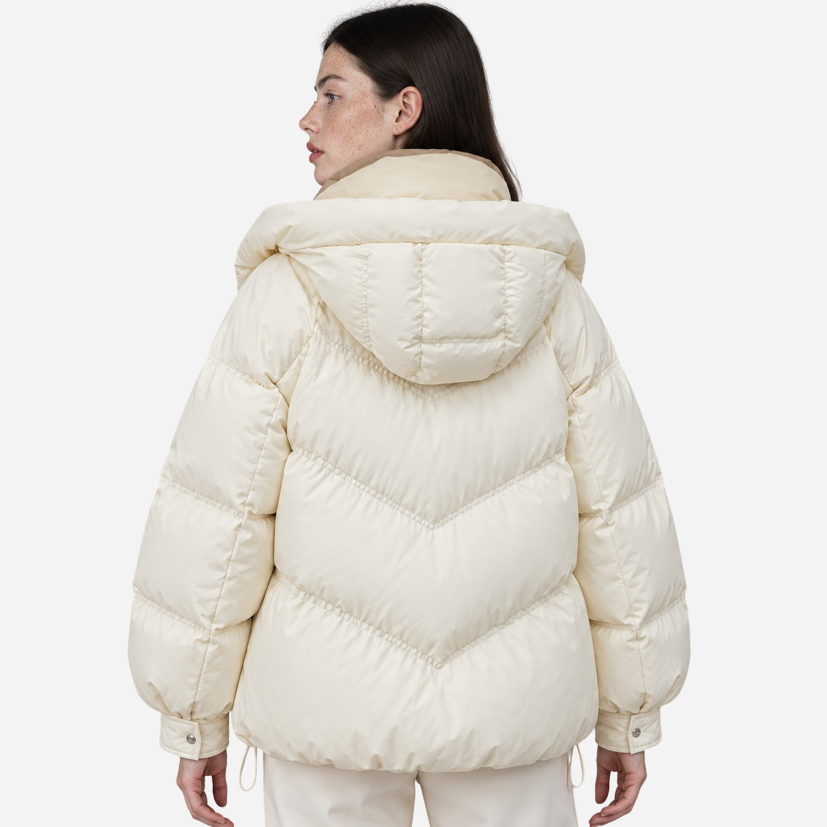 Women’s Colour-Block Hooded Puffer Jacket-Fowsa