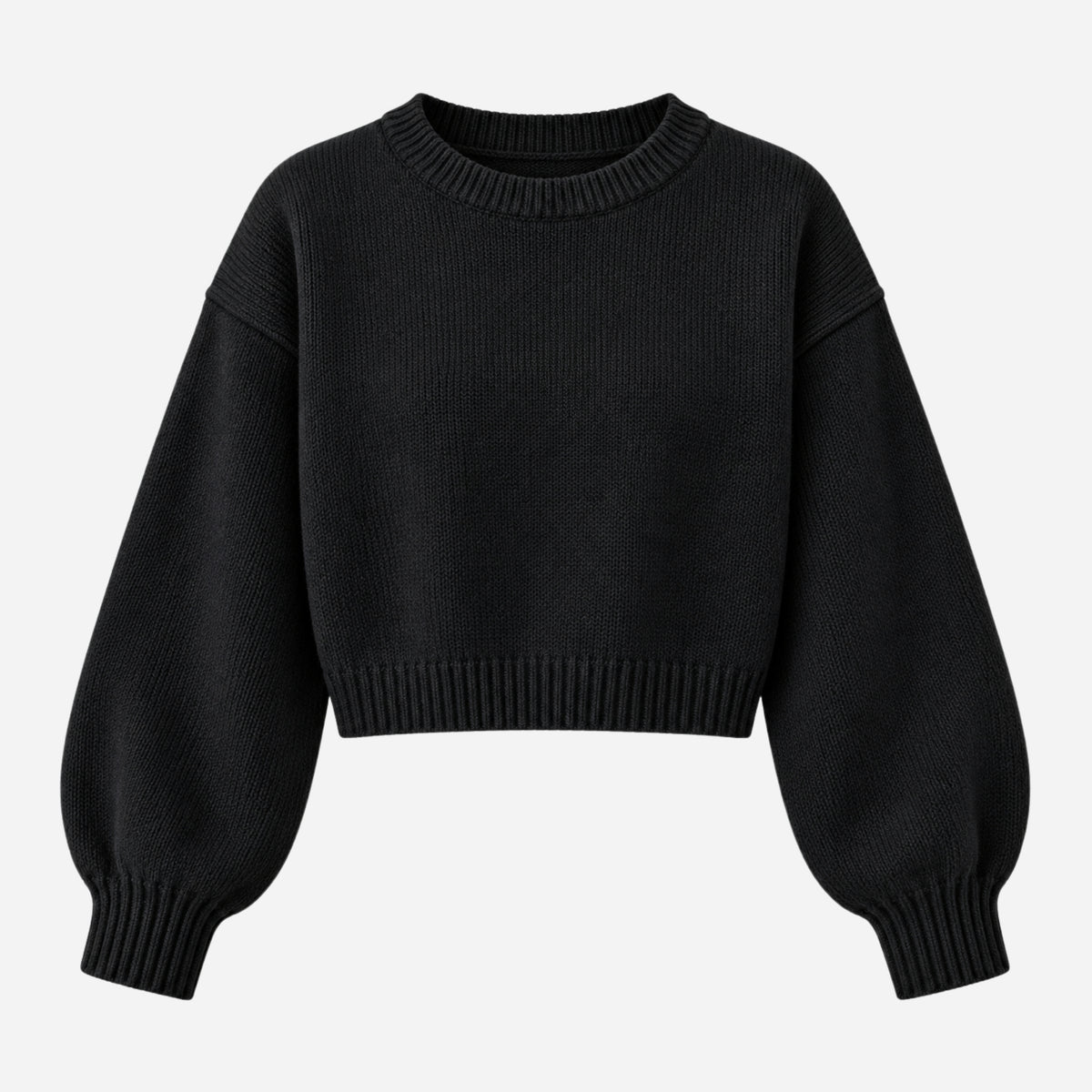 Women’s Cropped Balloon-Sleeve Knitted Jumper-Fowsa