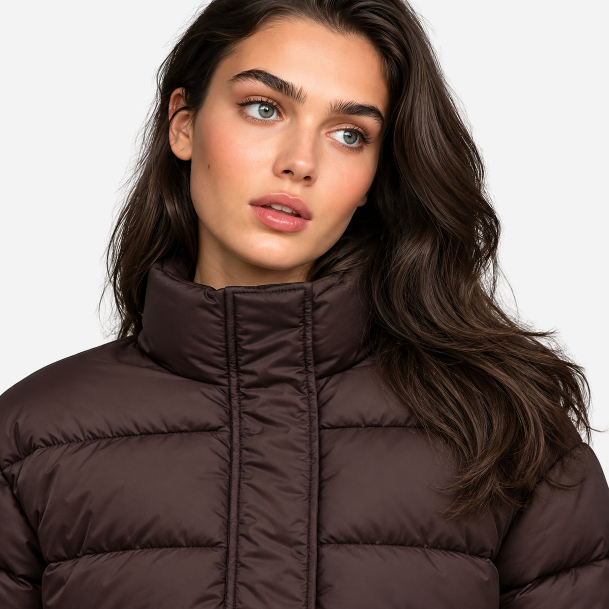 Women’s Cropped Drawstring Hem Puffer Jacket-Fowsa