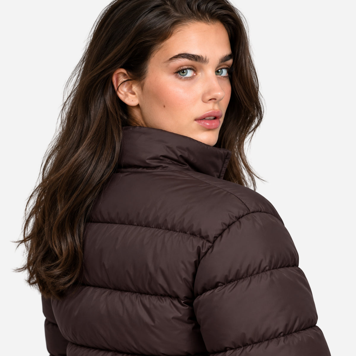 Women’s Cropped Drawstring Hem Puffer Jacket-Fowsa
