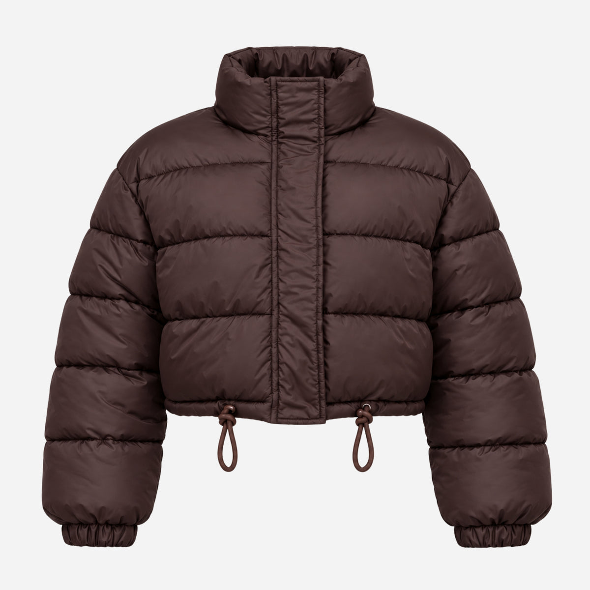Women’s Cropped Drawstring Hem Puffer Jacket-Fowsa