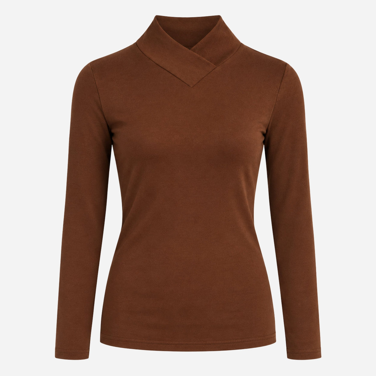 Women's Cross-Neck Fitted Long-Sleeve Jumper-Fowsa