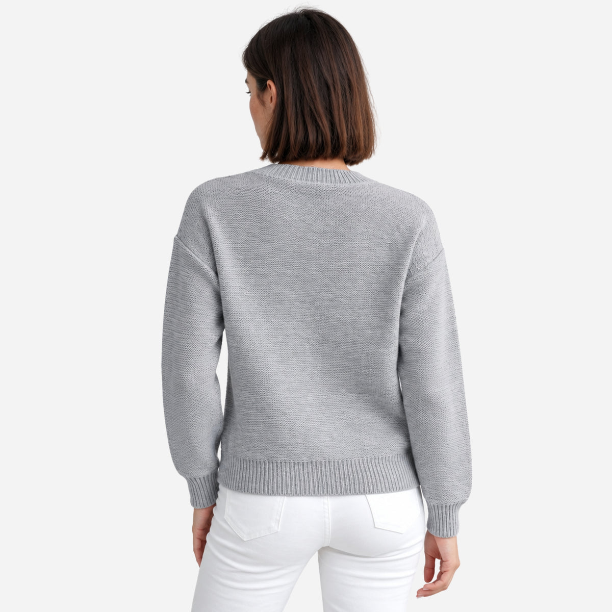 Women’s Diamond Cable-Knit Crew-Neck Jumper-Fowsa