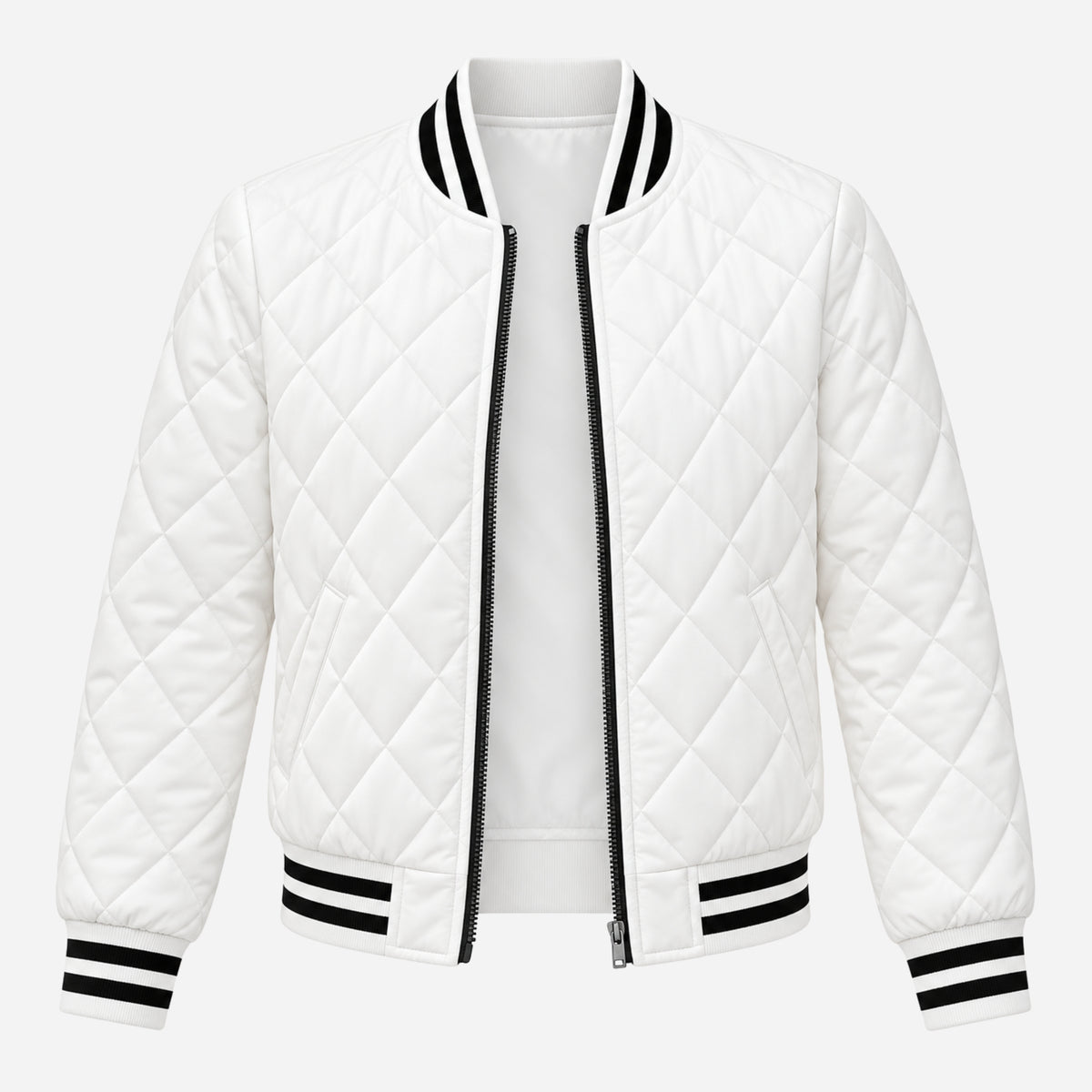 Women’s Diamond-Quilted Varsity Bomber Jacket-Fowsa