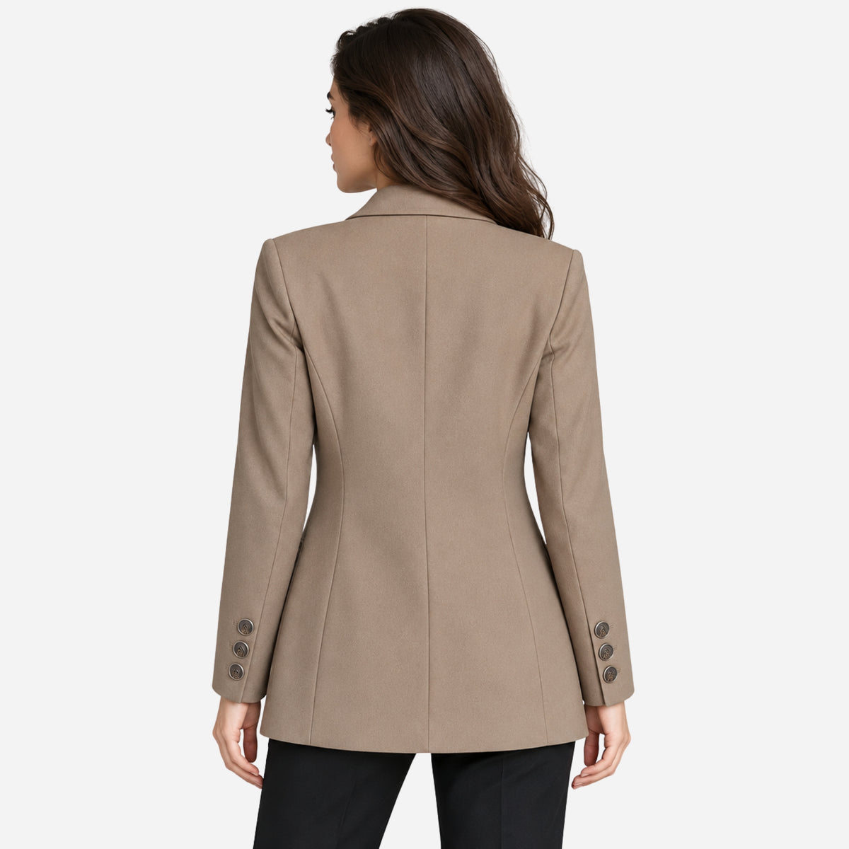 Women’s Double-Breasted Flap-Pocket Longline Blazer-Fowsa