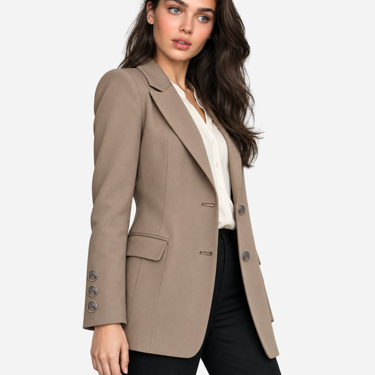 Women’s Double-Breasted Flap-Pocket Longline Blazer-Fowsa