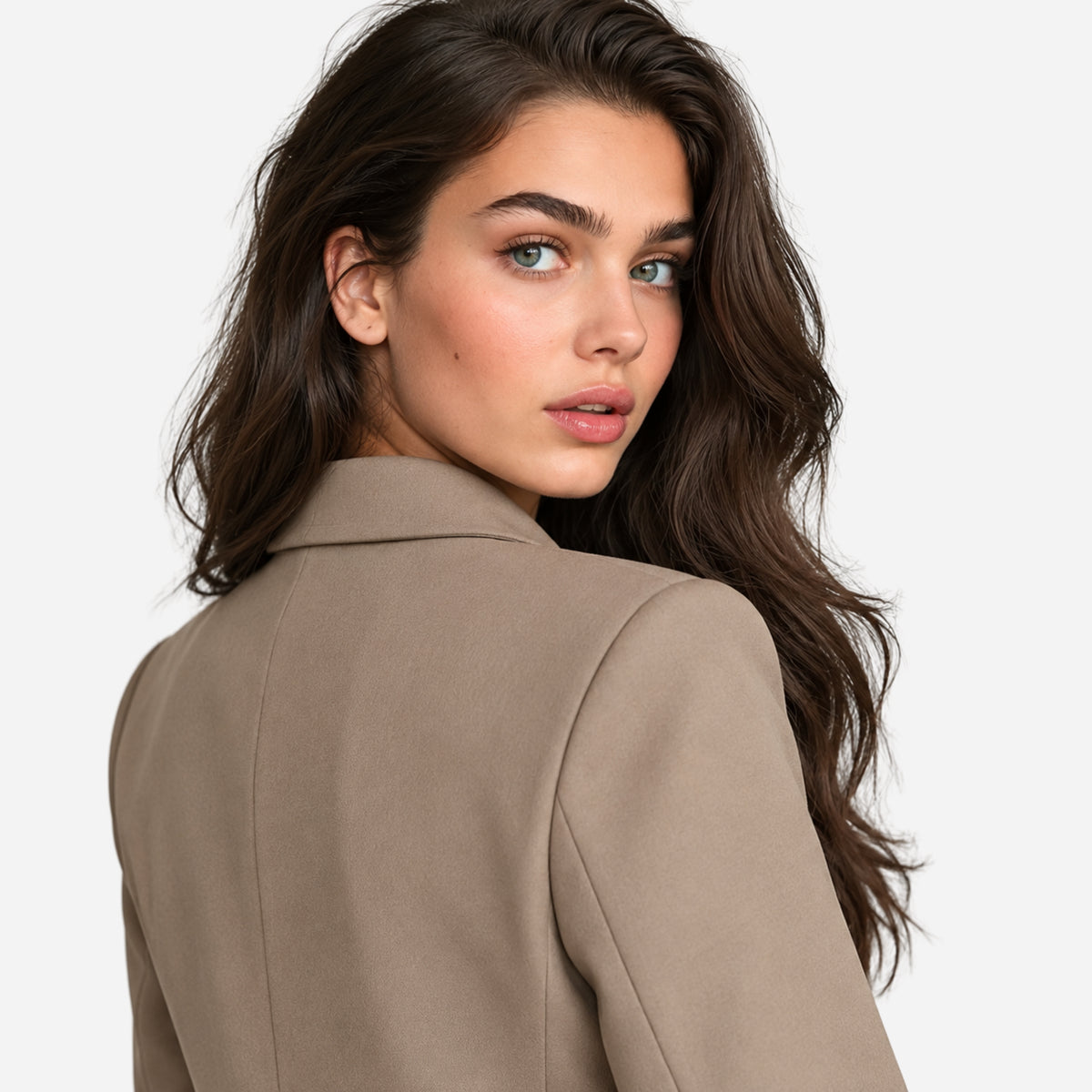 Women’s Double-Breasted Flap-Pocket Longline Blazer-Fowsa