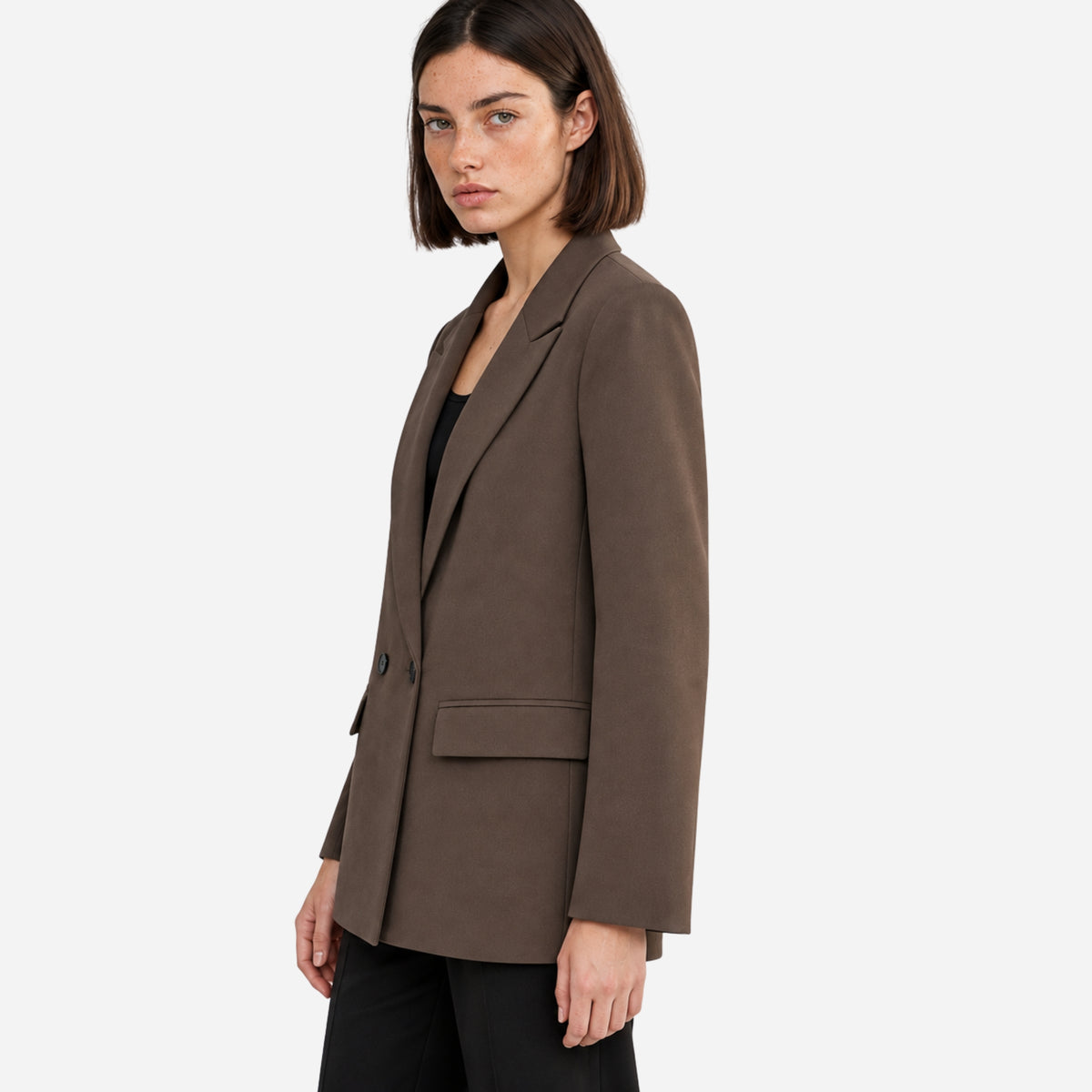 Women’s Double-Breasted Notch-Lapel Tailored Blazer-Fowsa