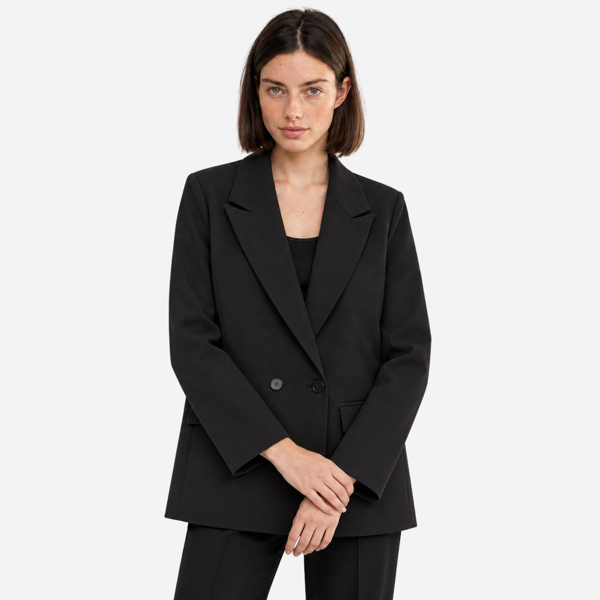 Women’s Double-Breasted Notch-Lapel Tailored Blazer-Fowsa