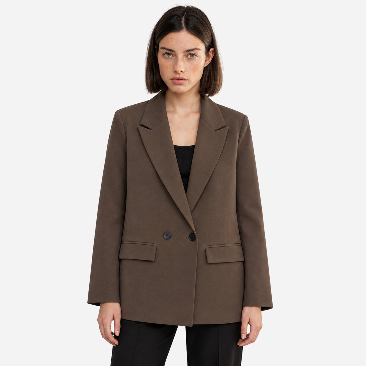 Women’s Double-Breasted Notch-Lapel Tailored Blazer-Fowsa