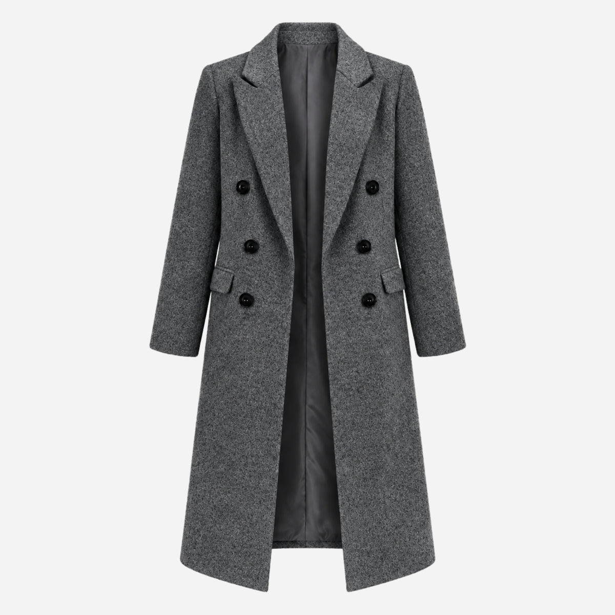 Women's Double-Breasted Tailored Long Coat-Fowsa