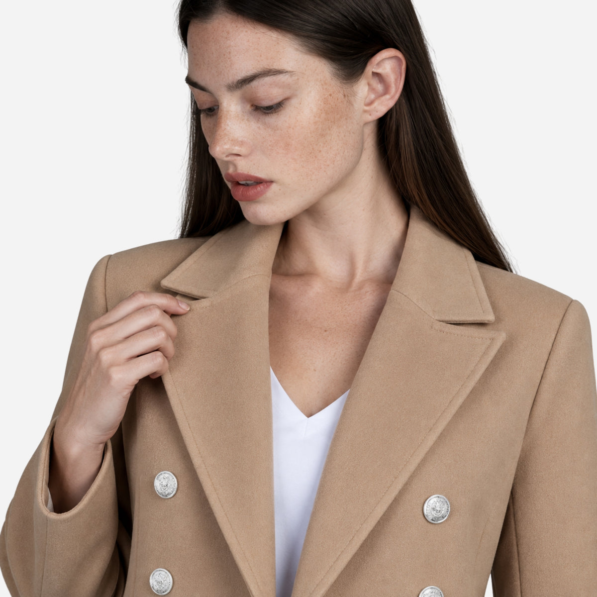 Women’s Double Breasted Tailored Wool Coat-Fowsa