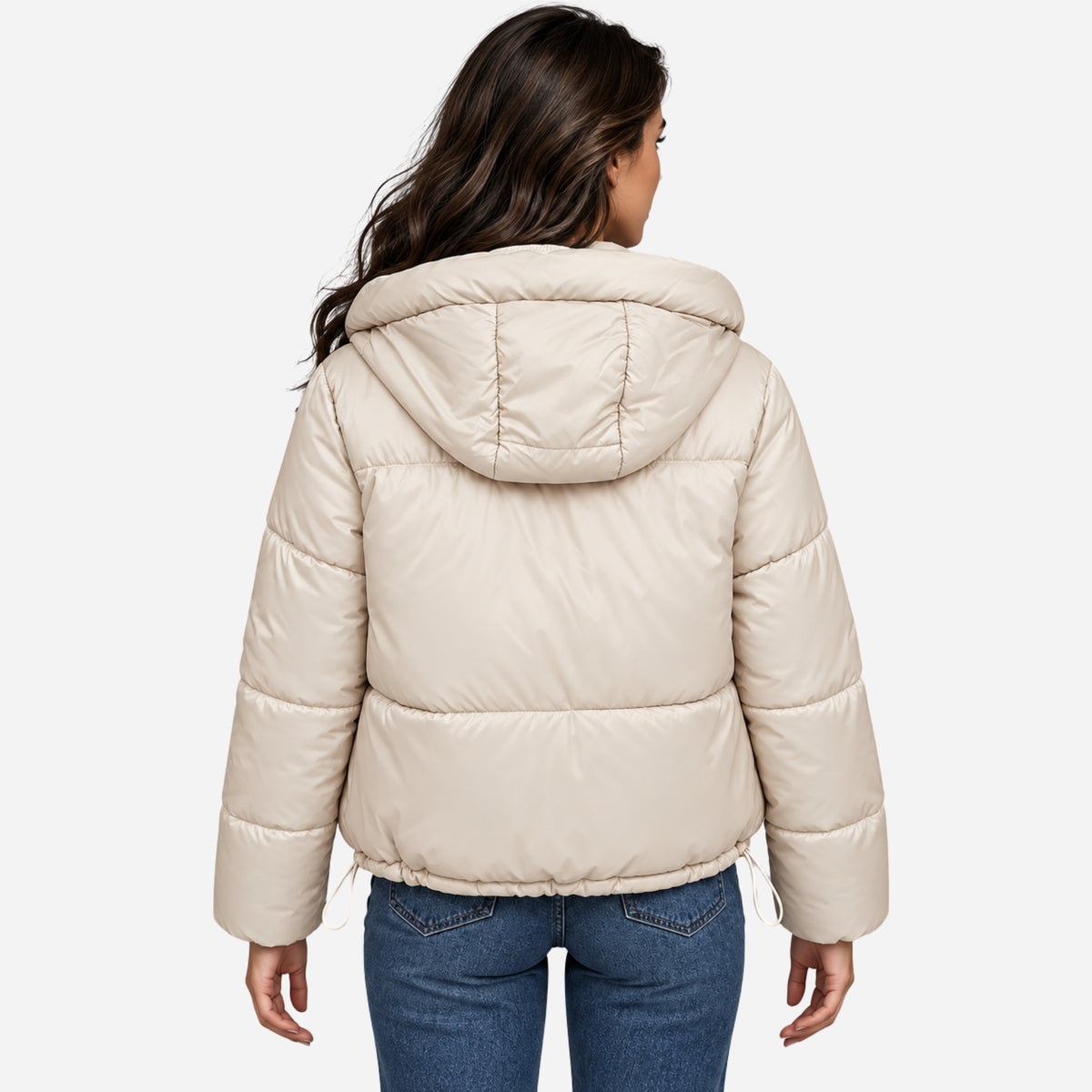 Women’s Drawcord-Hem Hooded Puffer Jacket-Fowsa
