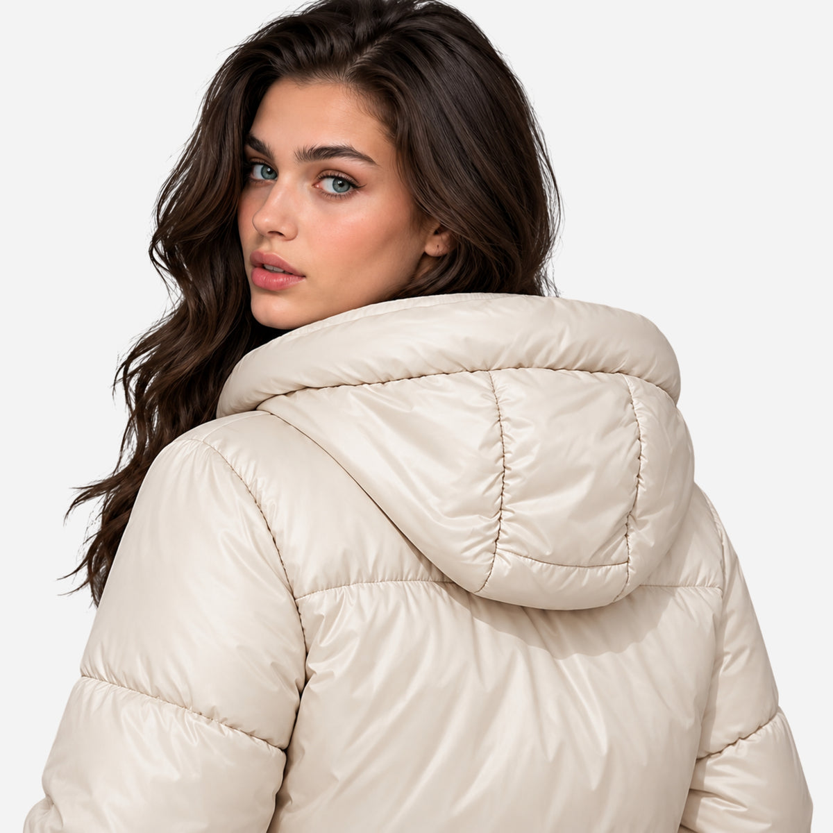 Women’s Drawcord-Hem Hooded Puffer Jacket-Fowsa